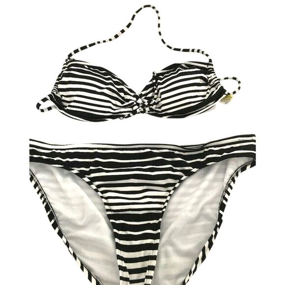 SURFSIDE, Size Large, 2 Piece Bikini, Black & White Striped, NWT - Picture 1 of 7